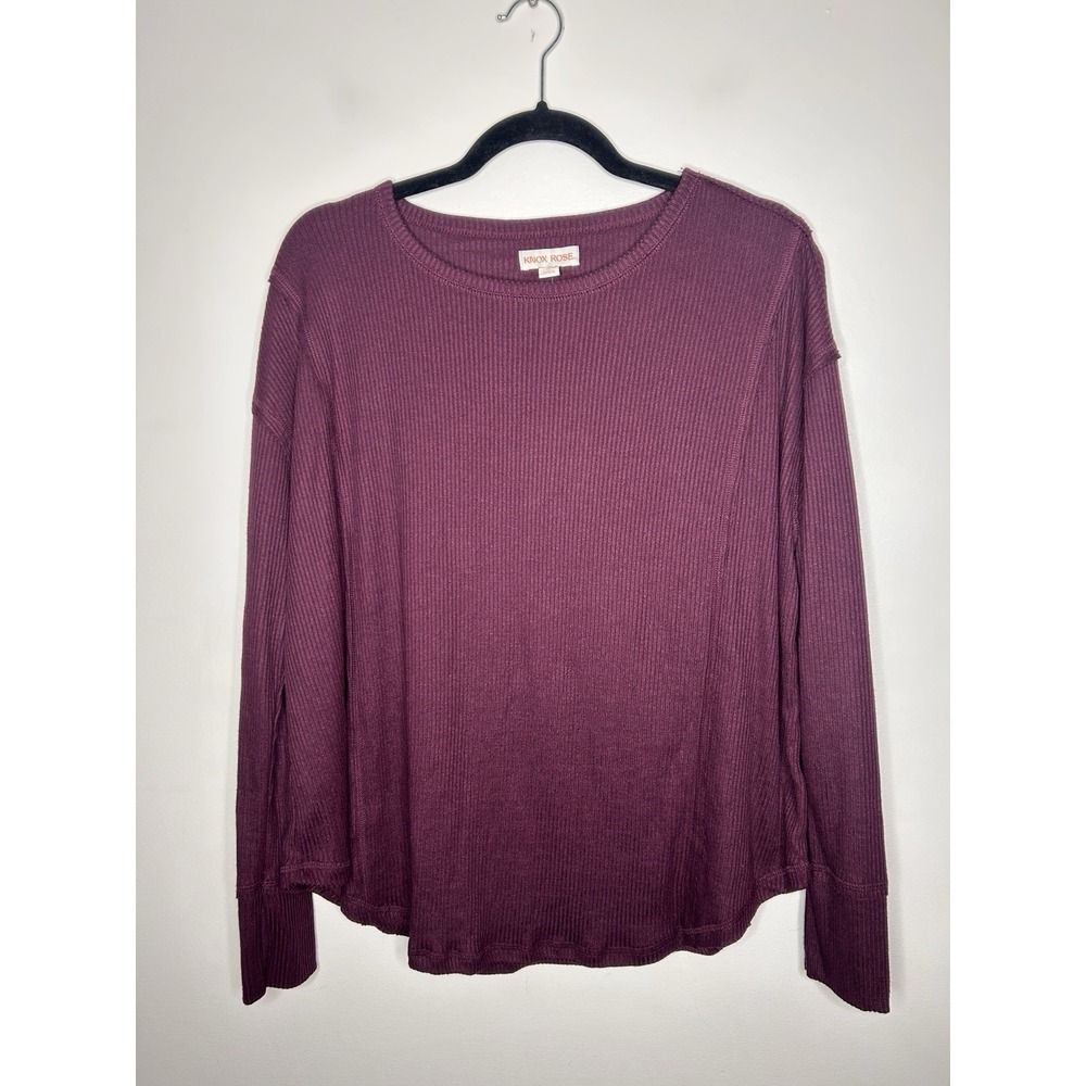 Knox Rose Women's Purple Thermal Long Sleeve Shirt Tee Shirt Size Small New NWT - Picture 2 of 9